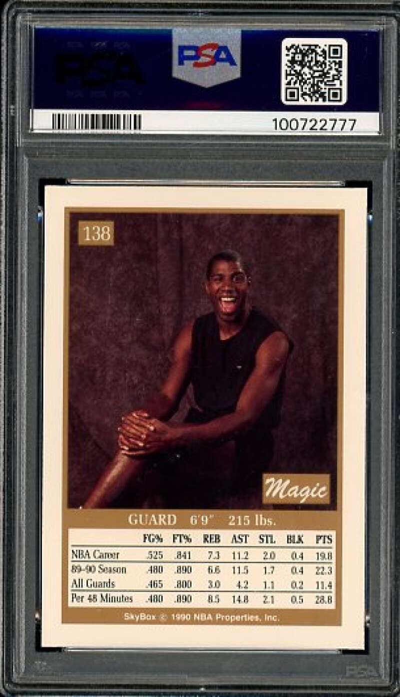Magic Johnson Card 1990-91 SkyBox #138 PSA 8 Image 2