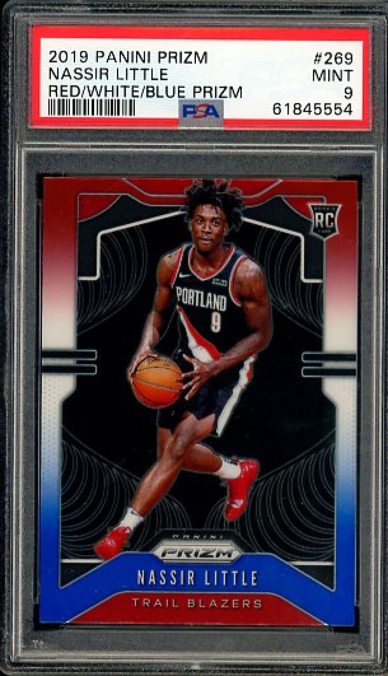 Nassir Little Rookie Card 2019-20 Panini Prizm Red/White/Blue #269 PSA 9 Image 1