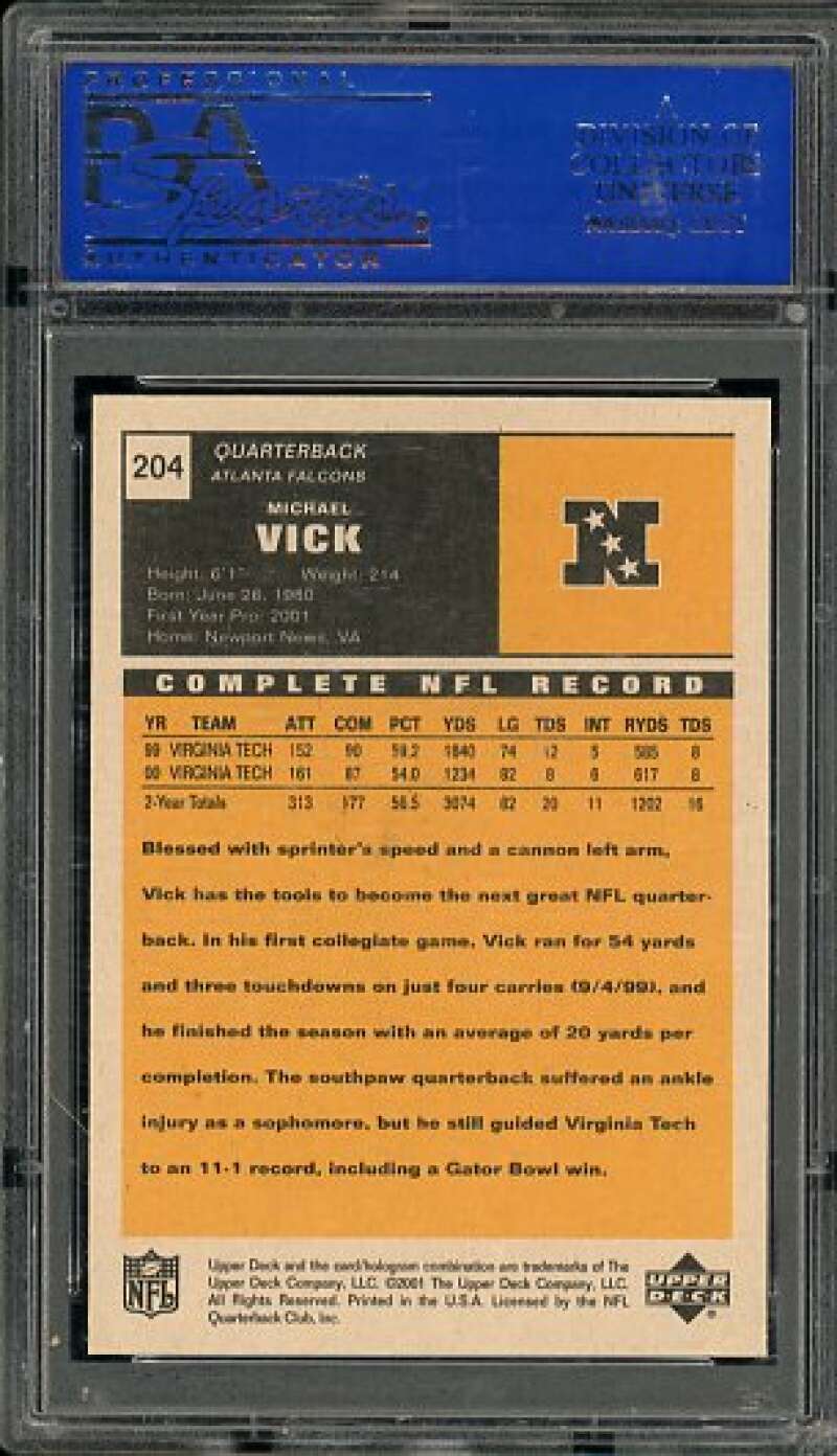 Michael Vick Rookie Card 2001 Upper Deck Vintage #204 PSA 9 Image 2