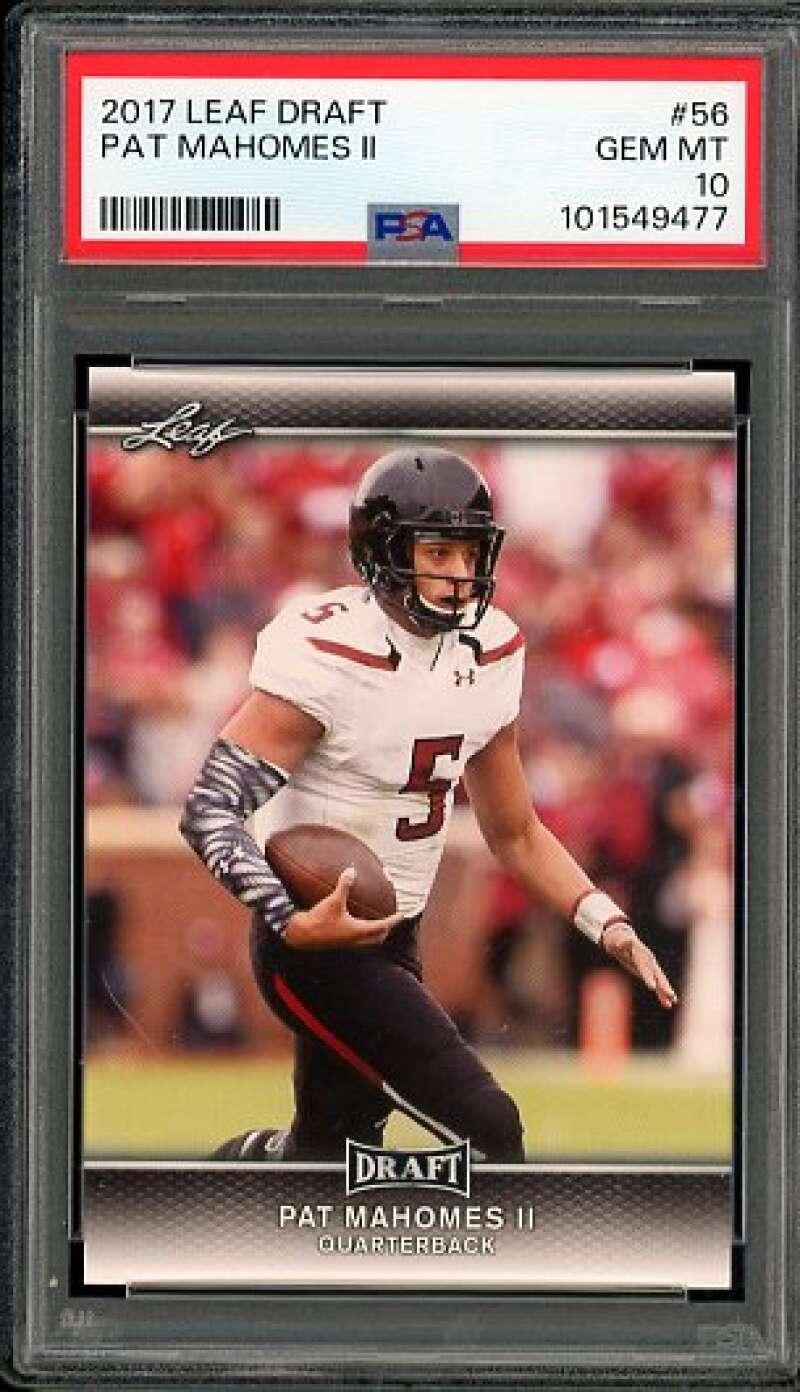 Patrick Mahomes Rookie Card 2017 Leaf Draft #56 PSA 10 Image 1