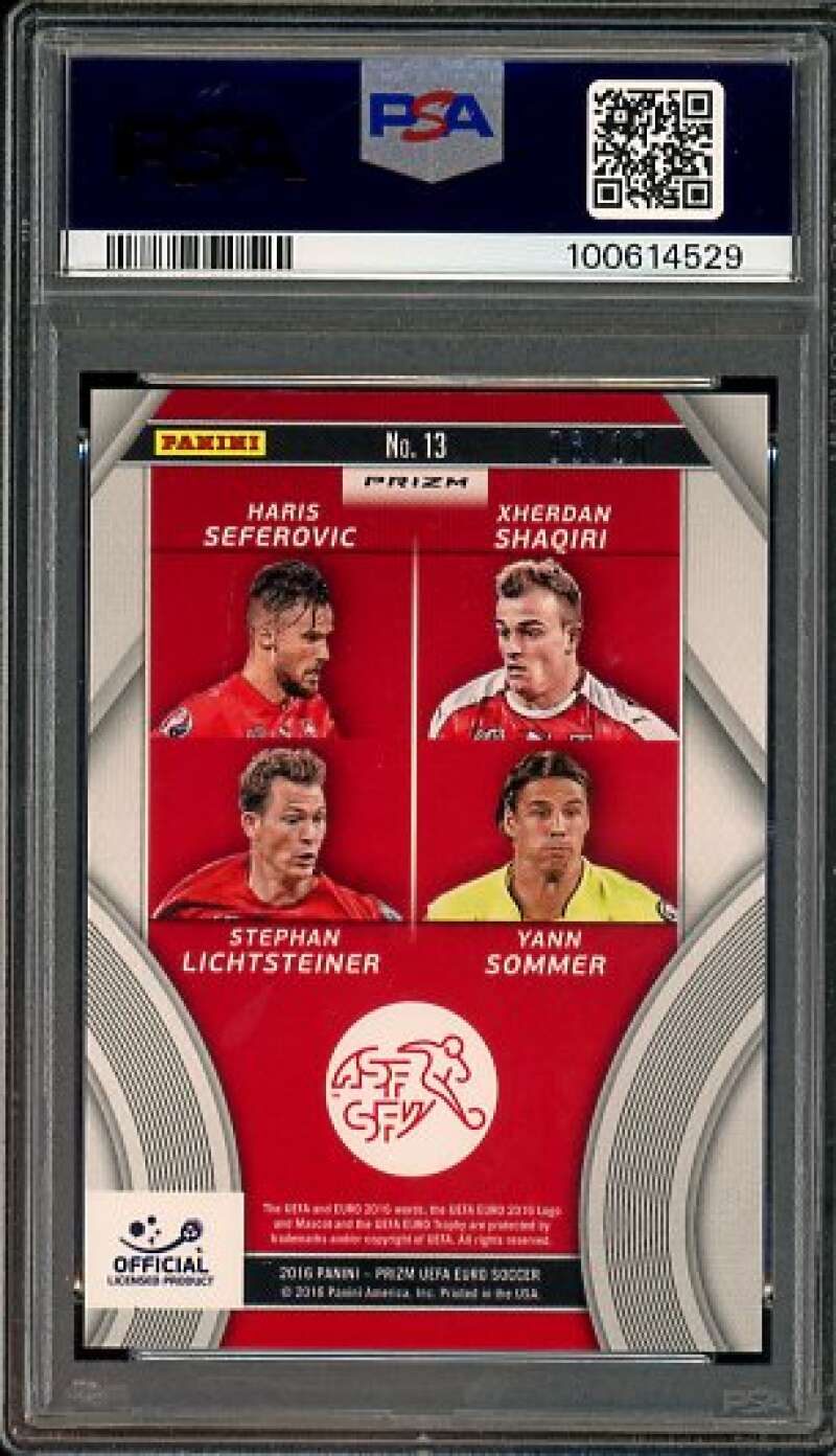 Seferovic/Shaqiri/Lichtsteiner/Sommer Rookie 2016 Prizm UEFA Quad Gold #13 PSA 9 Image 2