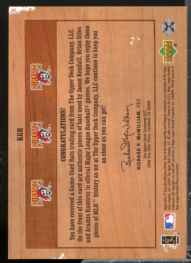 Kendall/Giles/Ramirez 2001 SP Game Bat Milestone Piece of Action Trios #KGR  Image 2