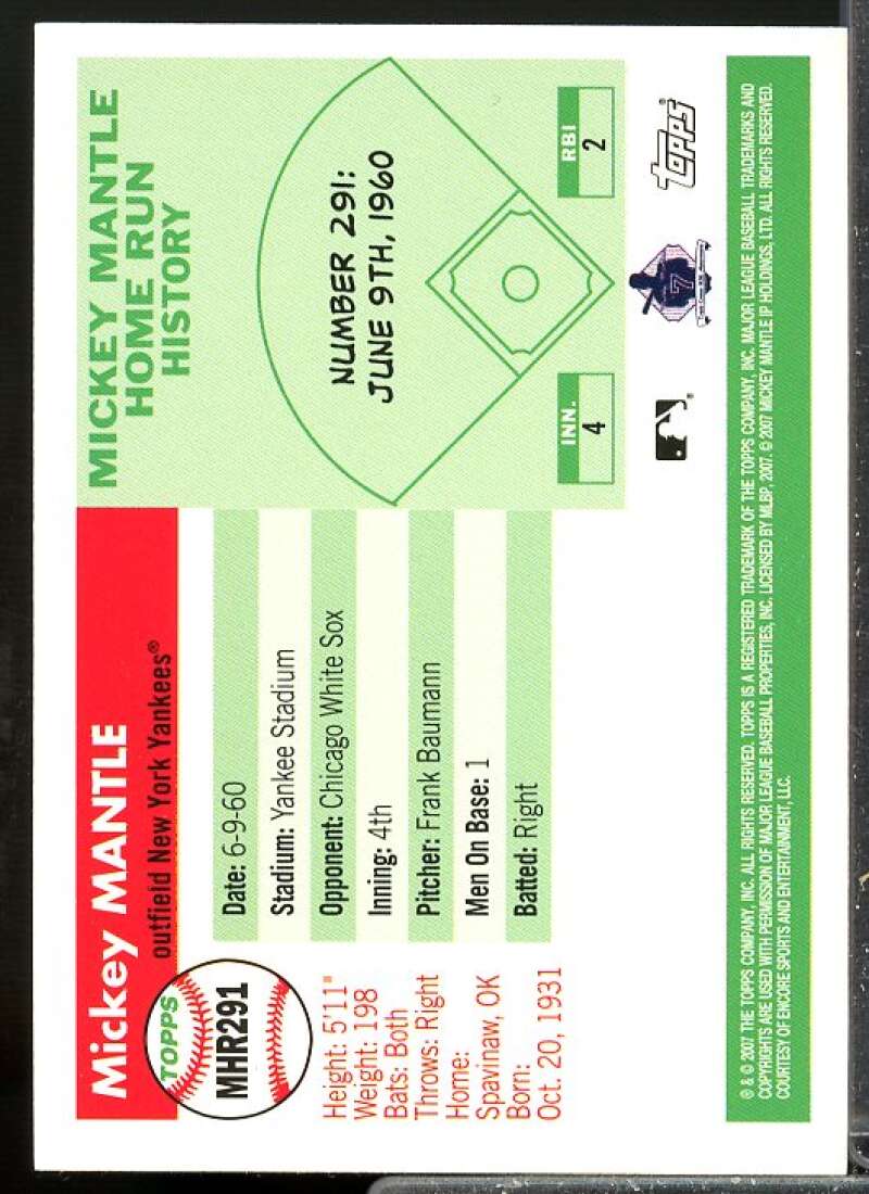 Mickey Mantle Card 2006 Topps Mantle Home Run History #291  Image 2