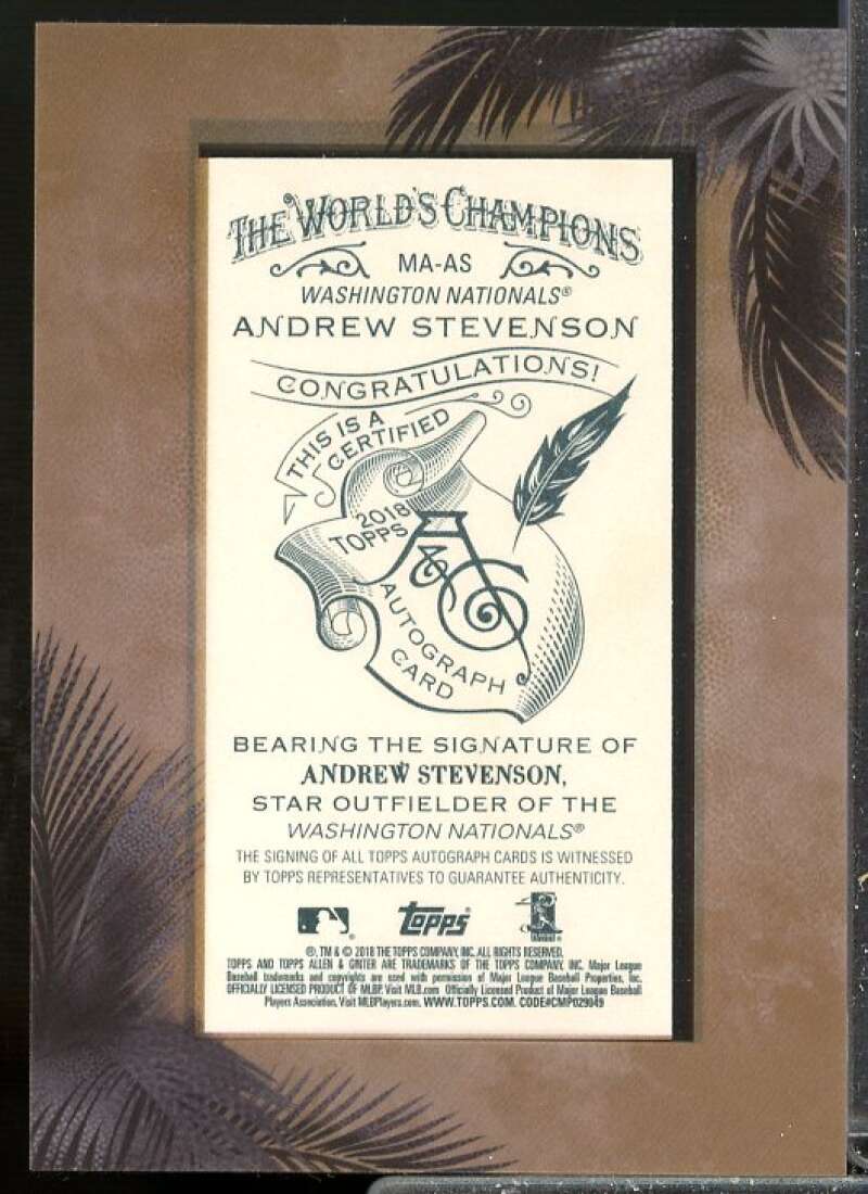 Andrew Stevenson Rookie 2018 Topps Allen and Ginter Framed Mini Autograph #MAAS  Image 2