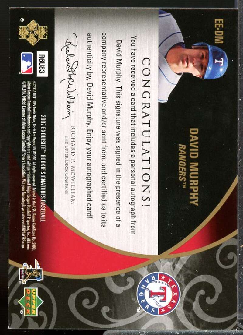 David Murphy 2007 Exquisite Collection Rookie Signatures Endorsements AU #DM  Image 2