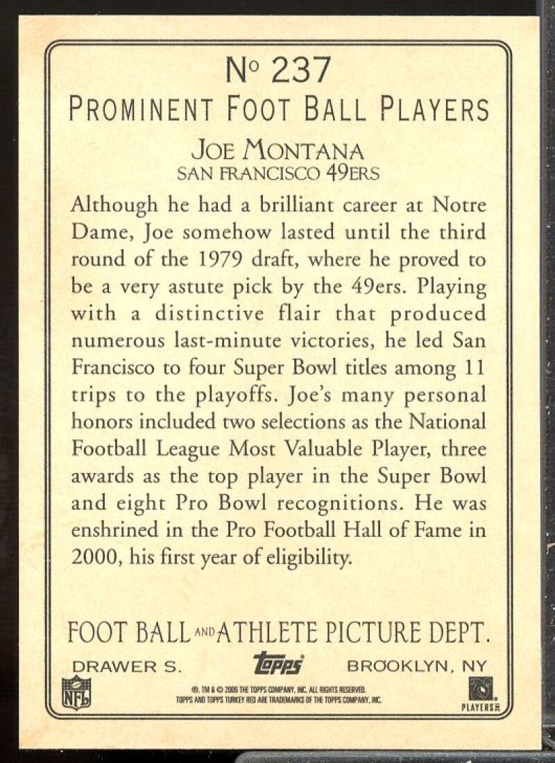 Joe Montana Card 2005 Topps Turkey Red #237  Image 2