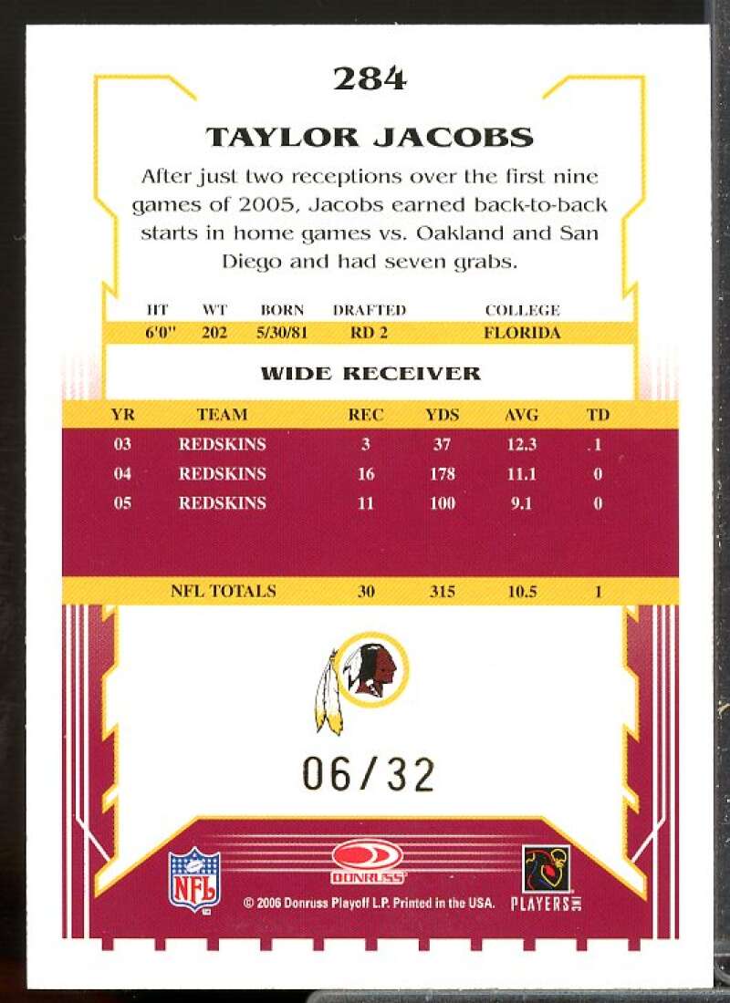 Taylor Jacobs Card 2006 Select Artist's Proof #284  Image 2