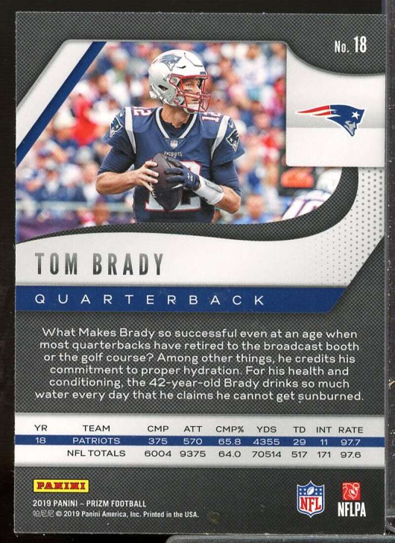 Tom Brady Card 2019 Panini Prizm #18  Image 2