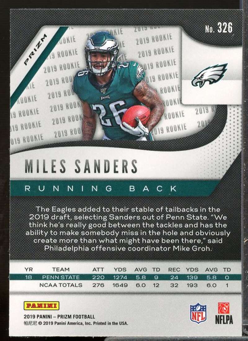 Miles Sanders Rookie Card 2019 Panini Prizm Prizms Red Ice #326  Image 2