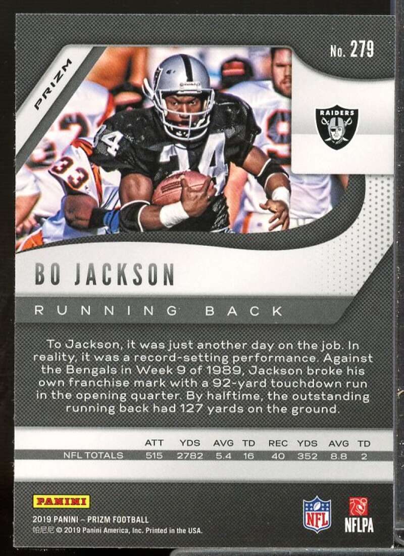 Bo Jackson Card 2019 Panini Prizm Prizms Red Ice #279  Image 2