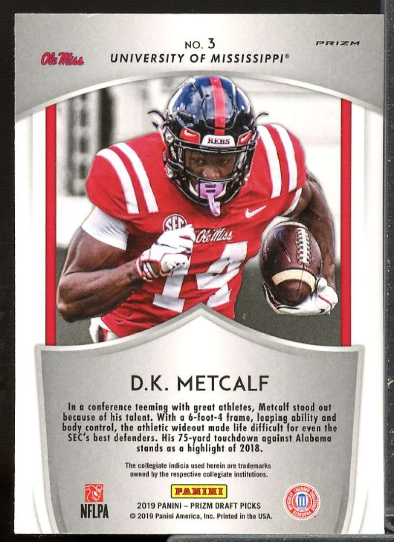 D.K. Metcalf Card 2019 Panini Prizm Draft Picks Crusade Prizms Pink Pulsar #3  Image 2
