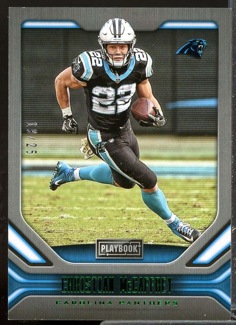 Christian McCaffrey Card 2019 Panini Playbook Green #77  Image 1
