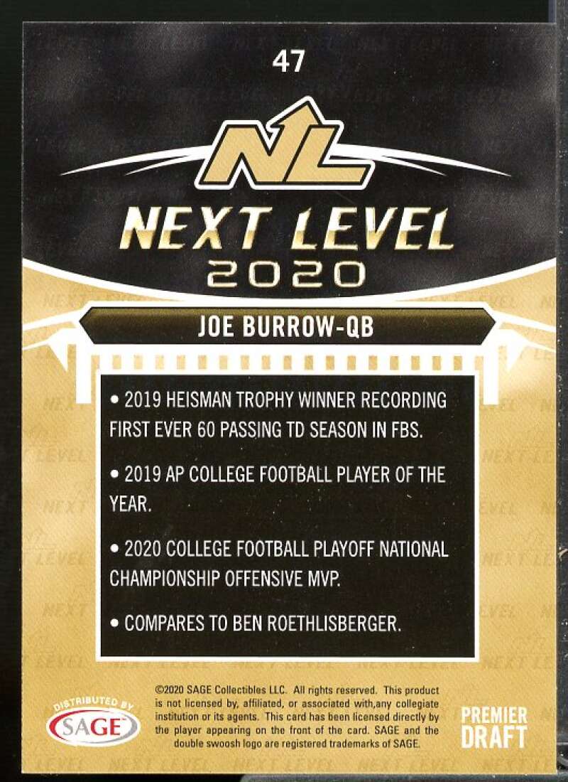 Joe Burrow Rookie Card 2020 SAGE HIT #47  Image 2
