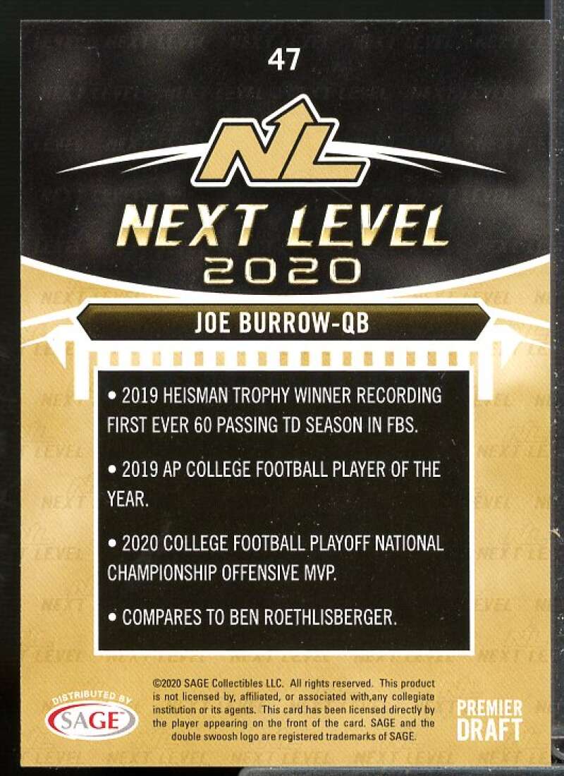 Joe Burrow Rookie Card 2020 SAGE HIT #47  Image 2
