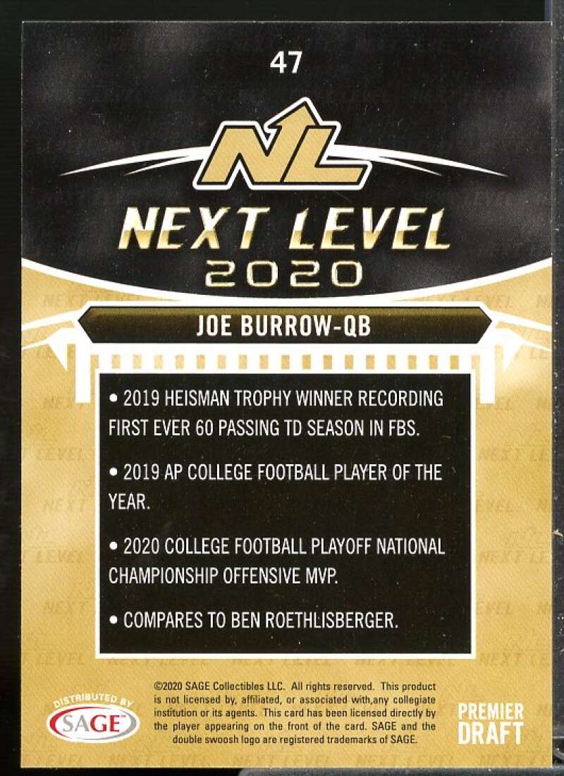 Joe Burrow Rookie Card 2020 SAGE HIT #47  Image 2