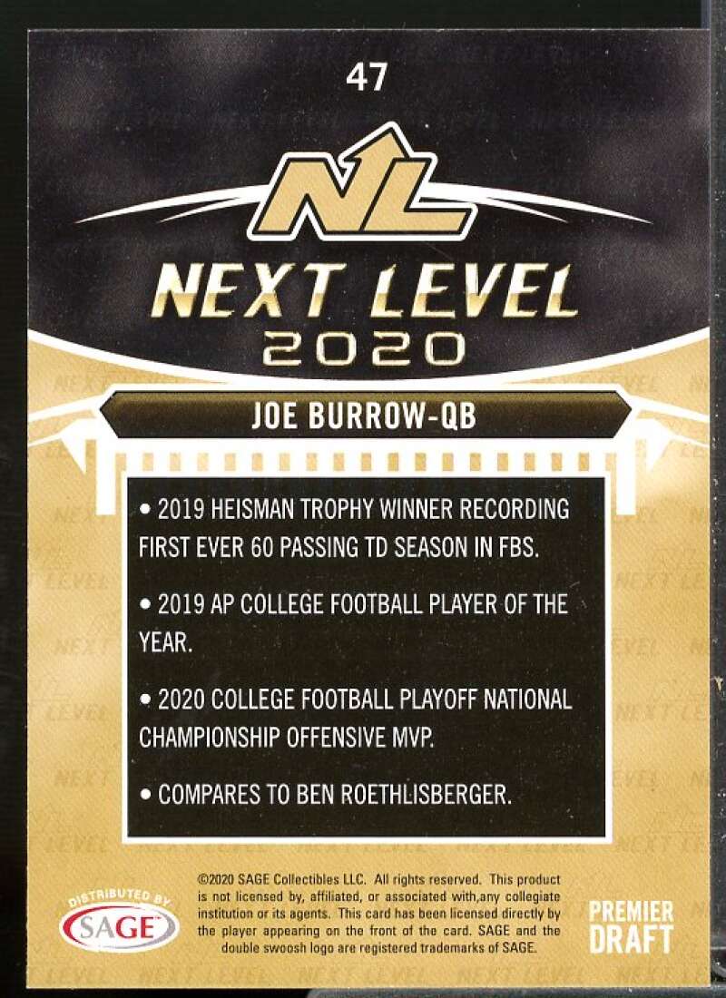 Joe Burrow Rookie Card 2020 SAGE HIT #47  Image 2