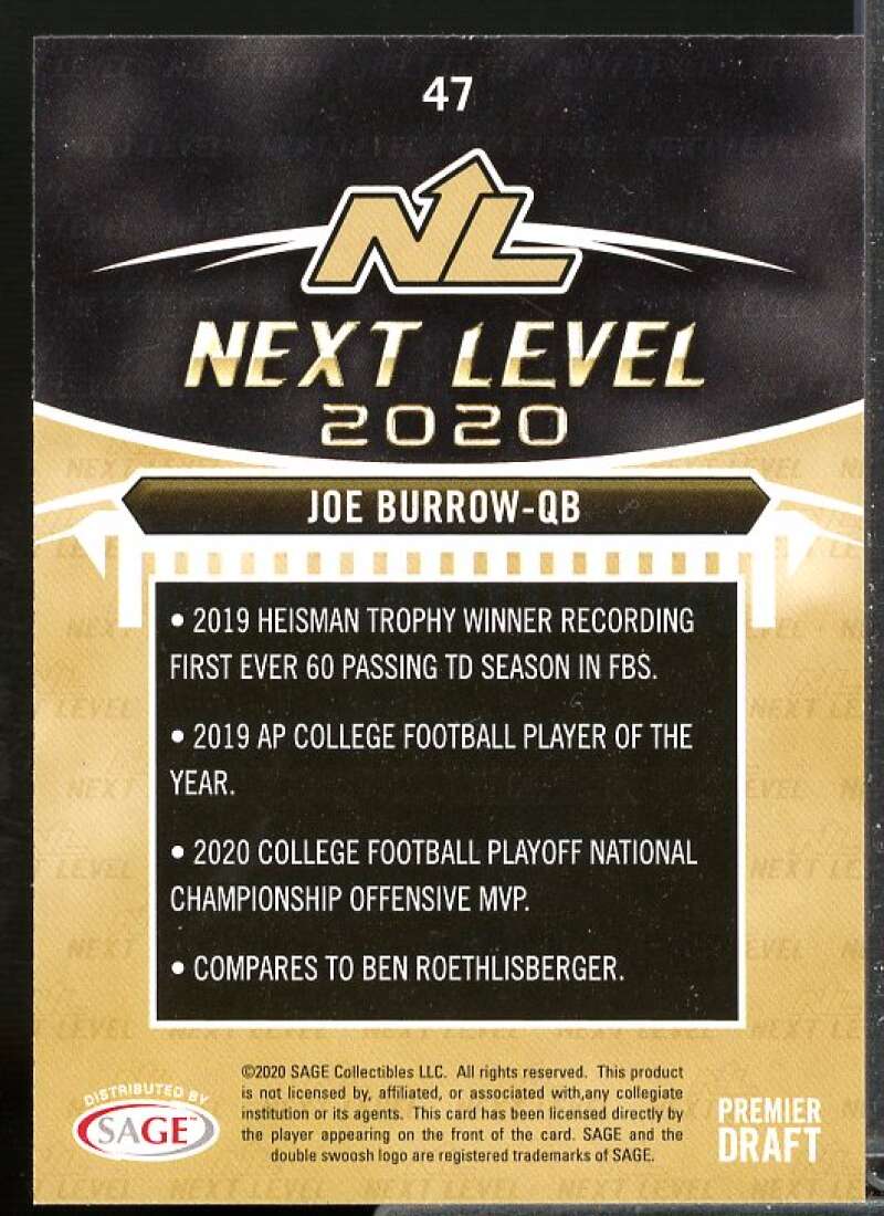 Joe Burrow Rookie Card 2020 SAGE HIT #47  Image 2