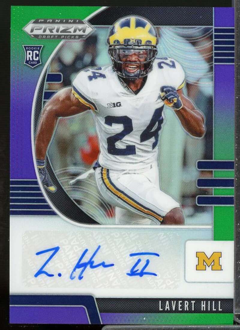 Lavert Hill 2020 Panini Prizm Draft Picks Autograph Prizm Purple and Green #251  Image 1