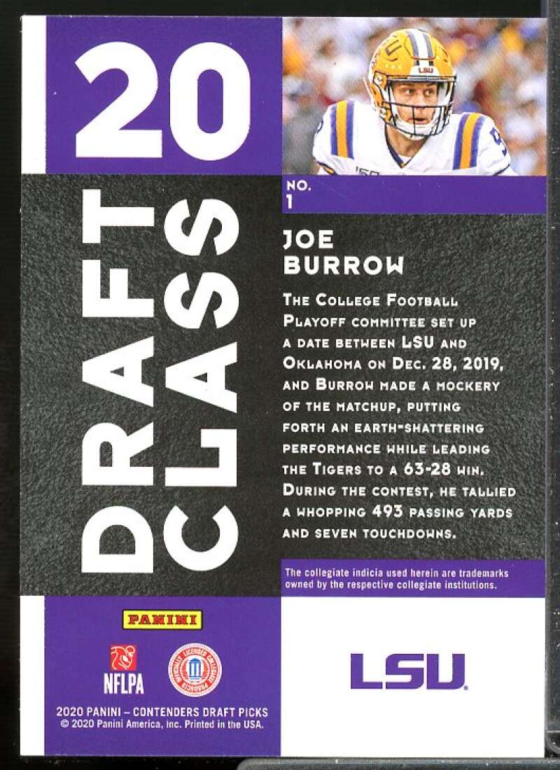 Joe Burrow Rookie Card 2020 Panini Contenders Draft Picks Draft Class #1  Image 2