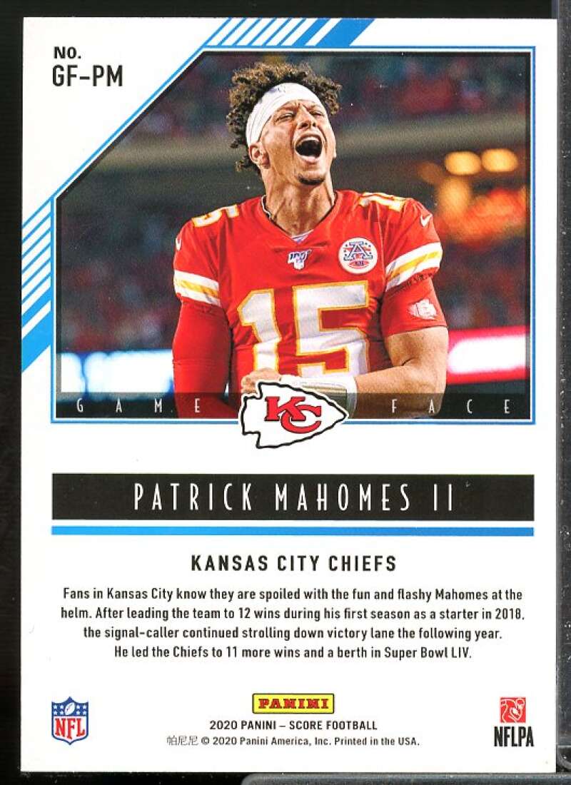 Patrick Mahomes II Card 2020 Score Game Face #3  Image 2