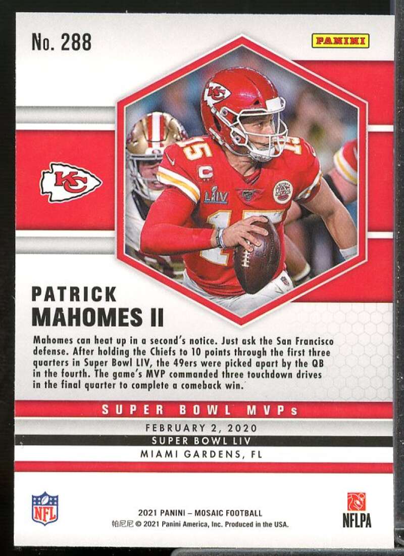 Patrick Mahomes II MVP Card 2021 Panini Mosaic #288  Image 2