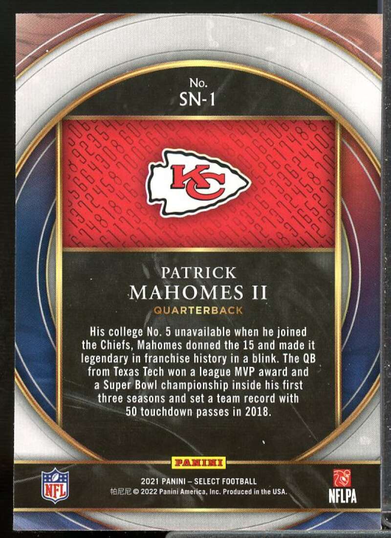 Patrick Mahomes II Card 2021 Select Select Numbers #1  Image 2