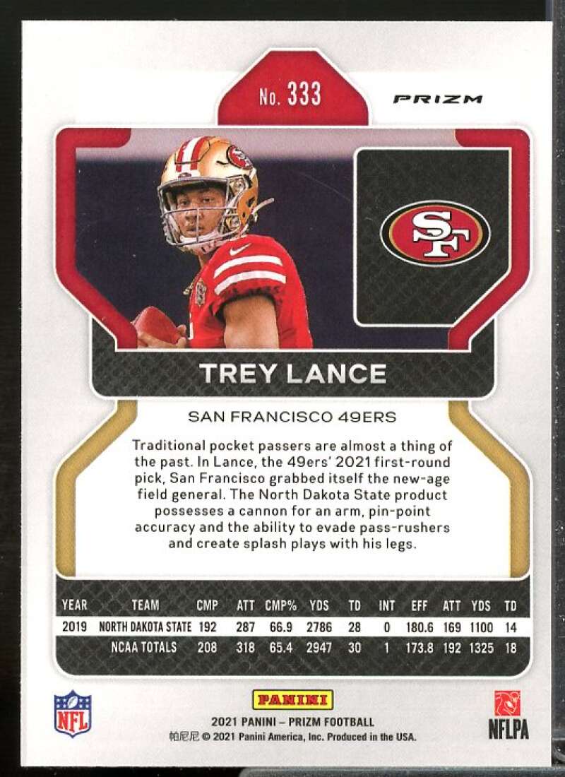 Trey Lance Rookie Card 2021 Panini Prizm Prizms Pink #333  Image 2