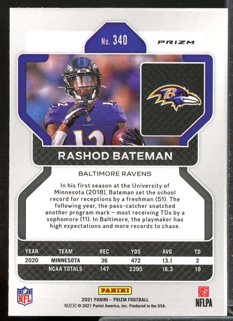Rashod Bateman Rookie Card 2021 Panini Prizm Prizms Orange Disco #340  Image 2