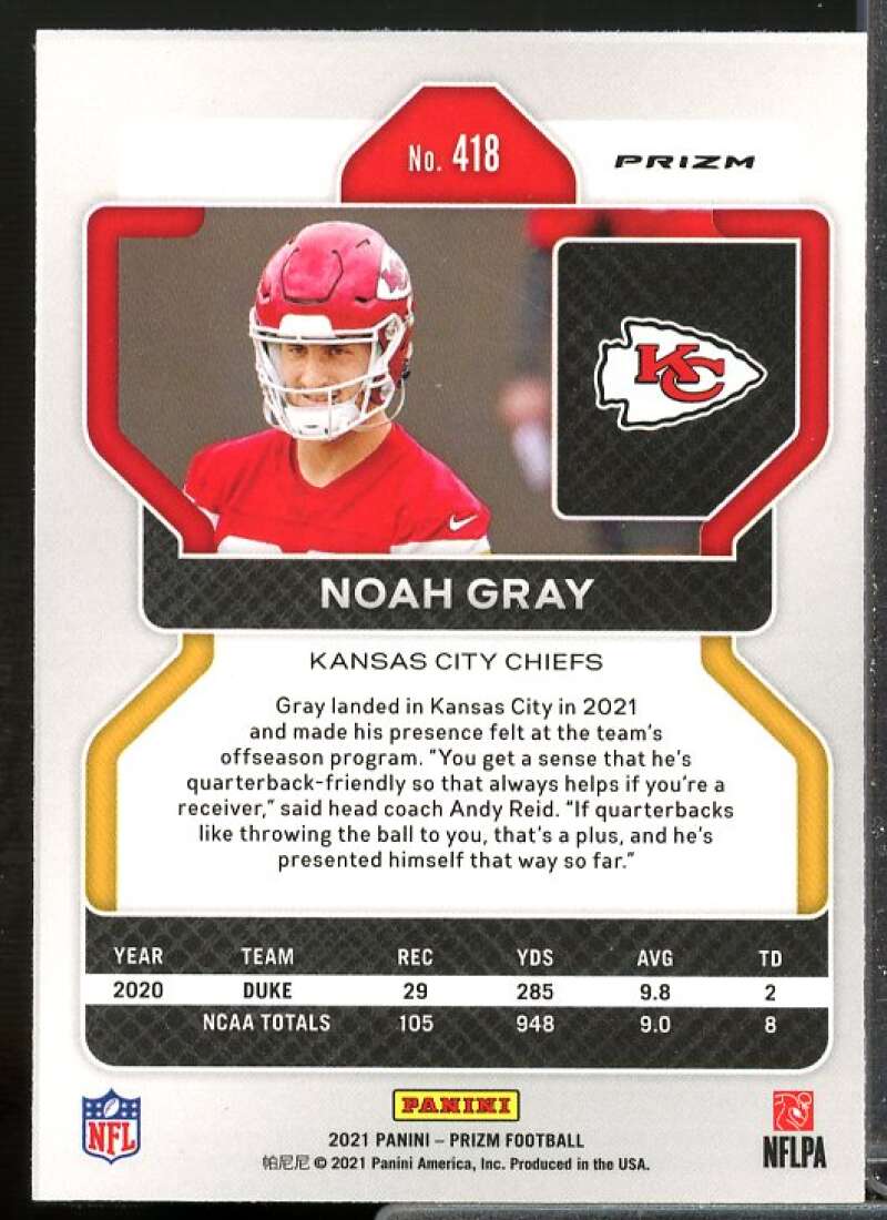 Noah Gray Rookie Card 2021 Panini Prizm Prizms Light Blue #418  Image 2