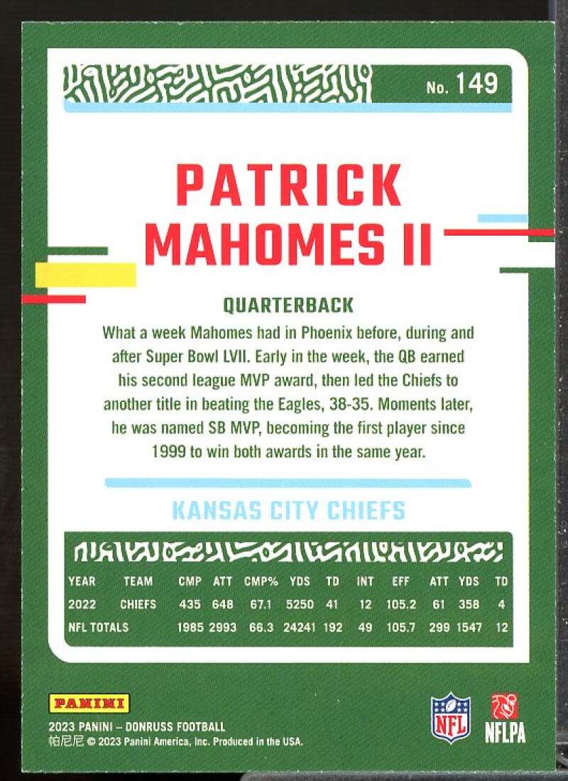 Patrick Mahomes II Card 2023 Donruss #149  Image 2