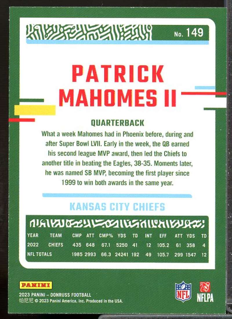 Patrick Mahomes II Card 2023 Donruss #149  Image 2