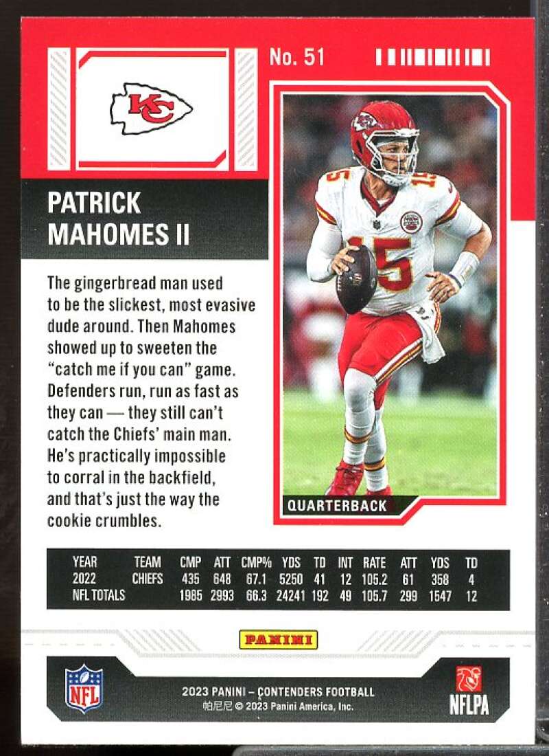 Patrick Mahomes II Card 2023 Panini Contenders #51  Image 2