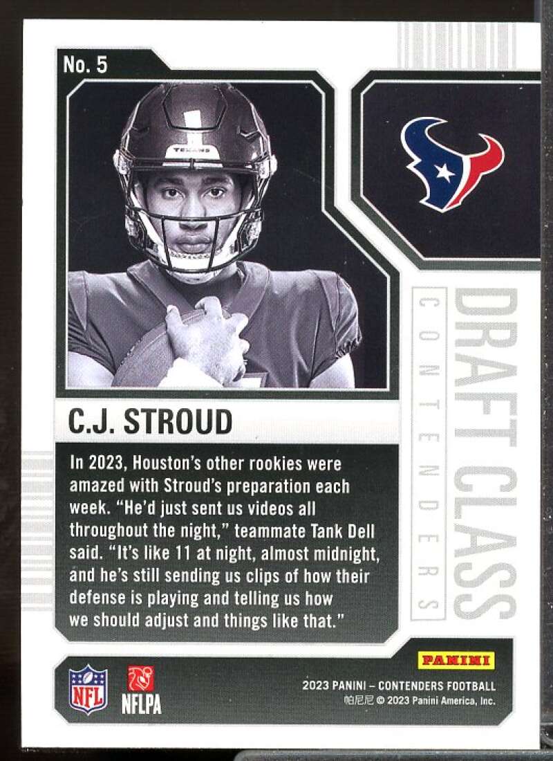 CJ Stroud Rookie Card 2023 Panini Contenders Draft Class Contenders #5  Image 2