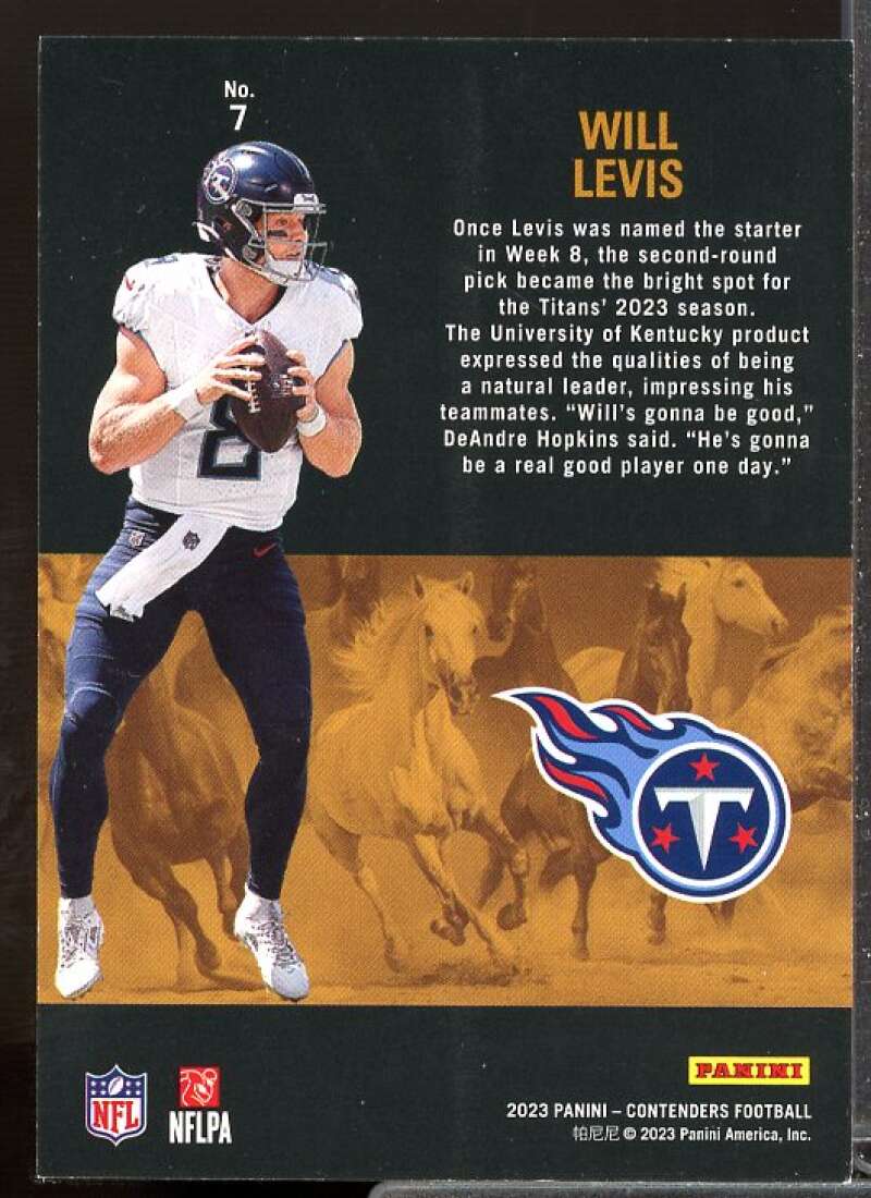 Will Levis Card 2023 Panini Contenders Rookie Stallions Teal #7  Image 2