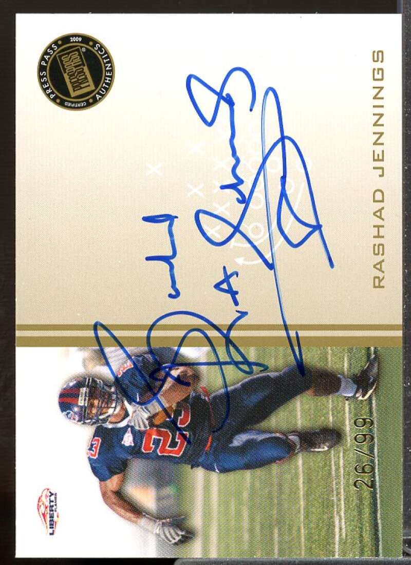 Rashad Jennings Rookie Card 2009 Press Pass Autographs Gold #RJ  Image 1