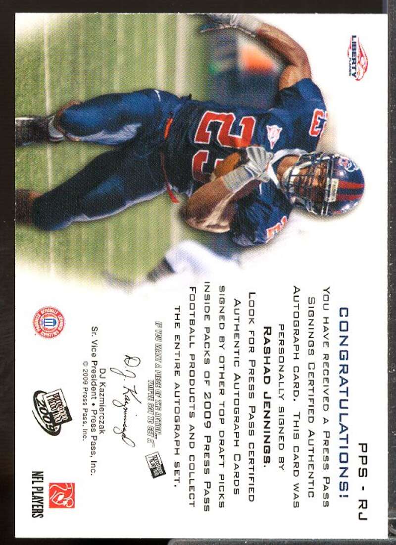 Rashad Jennings Rookie Card 2009 Press Pass Autographs Gold #RJ  Image 2