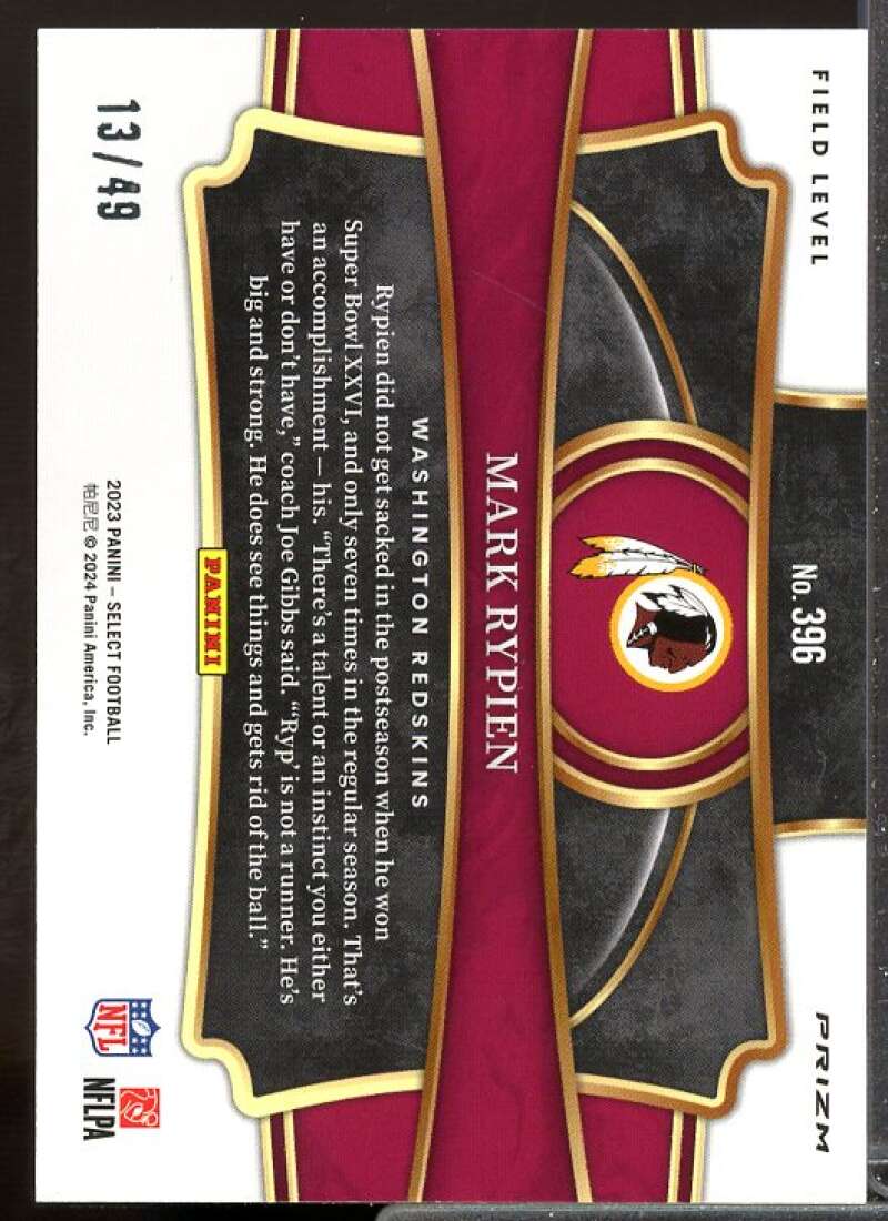 Mark Rypien Card 2023 Select Prizm Blue #396  Image 2