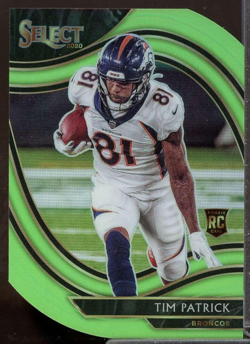 Tim Patrick Rookie Card 2020 Select Prizm Neon Green Die Cut #375  Image 1