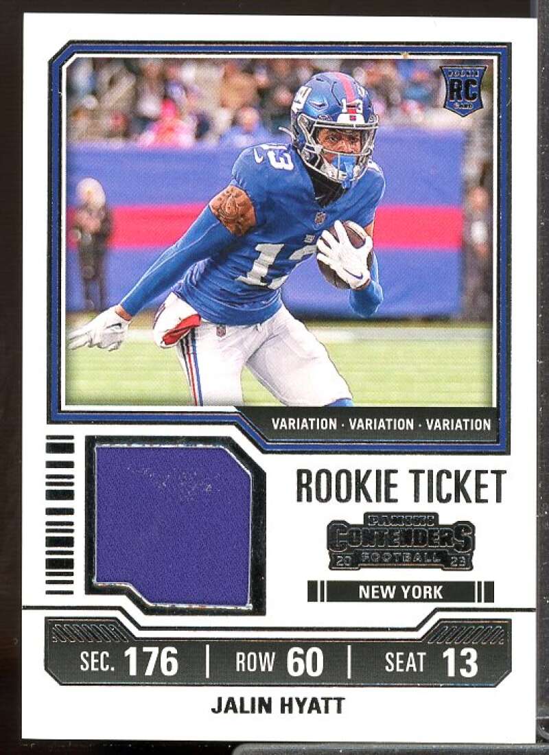 Jalin Hyatt Rookie 2023 Panini Contenders Rookie Ticket Swatches Variations #15  Image 1