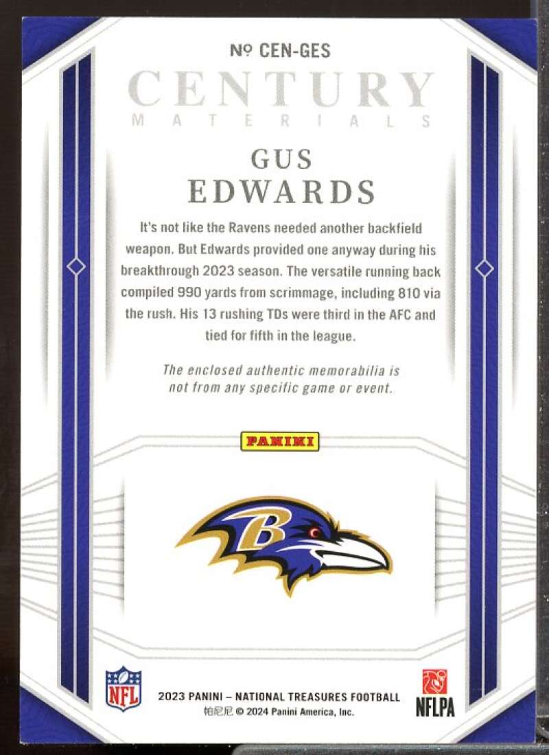 Gus Edwards Card 2023 Panini National Treasures Century Materials #42  Image 2