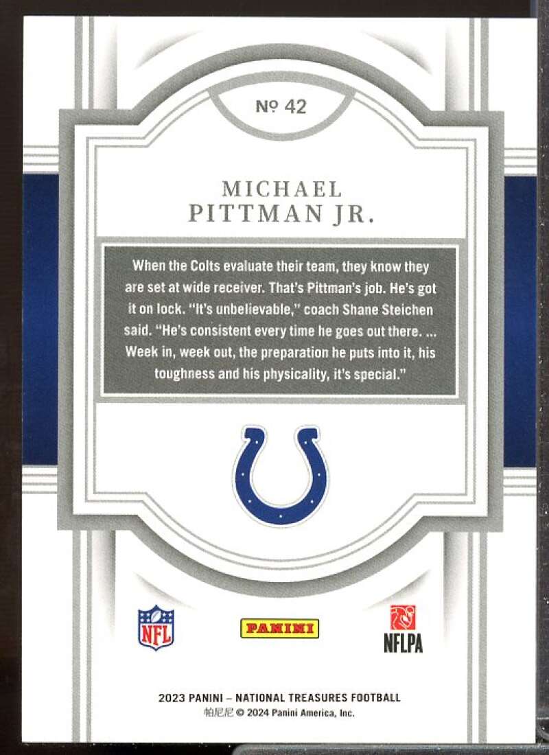 Michael Pittman Jr. Card 2023 Panini National Treasures #42  Image 2