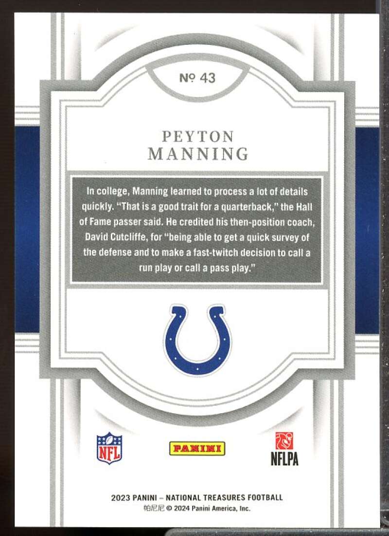 Peyton Manning Card 2023 Panini National Treasures #43  Image 2
