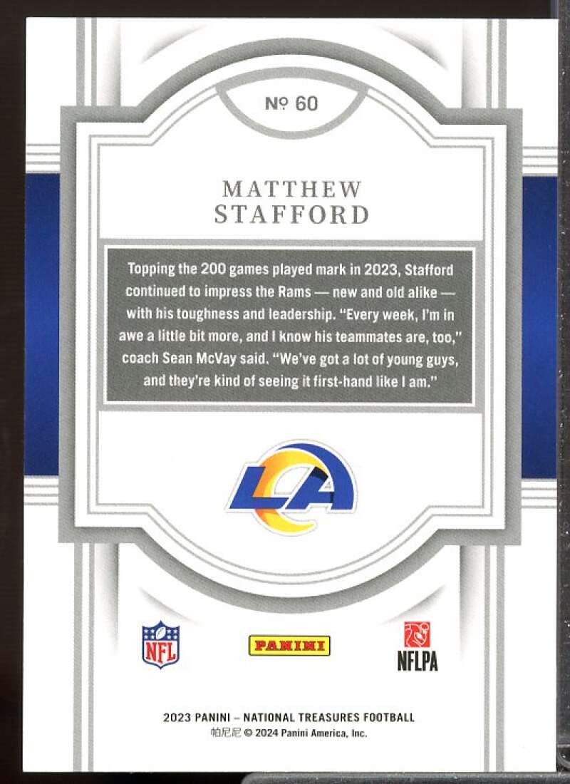 Matthew Stafford Card 2023 Panini National Treasures Gold #60  Image 2