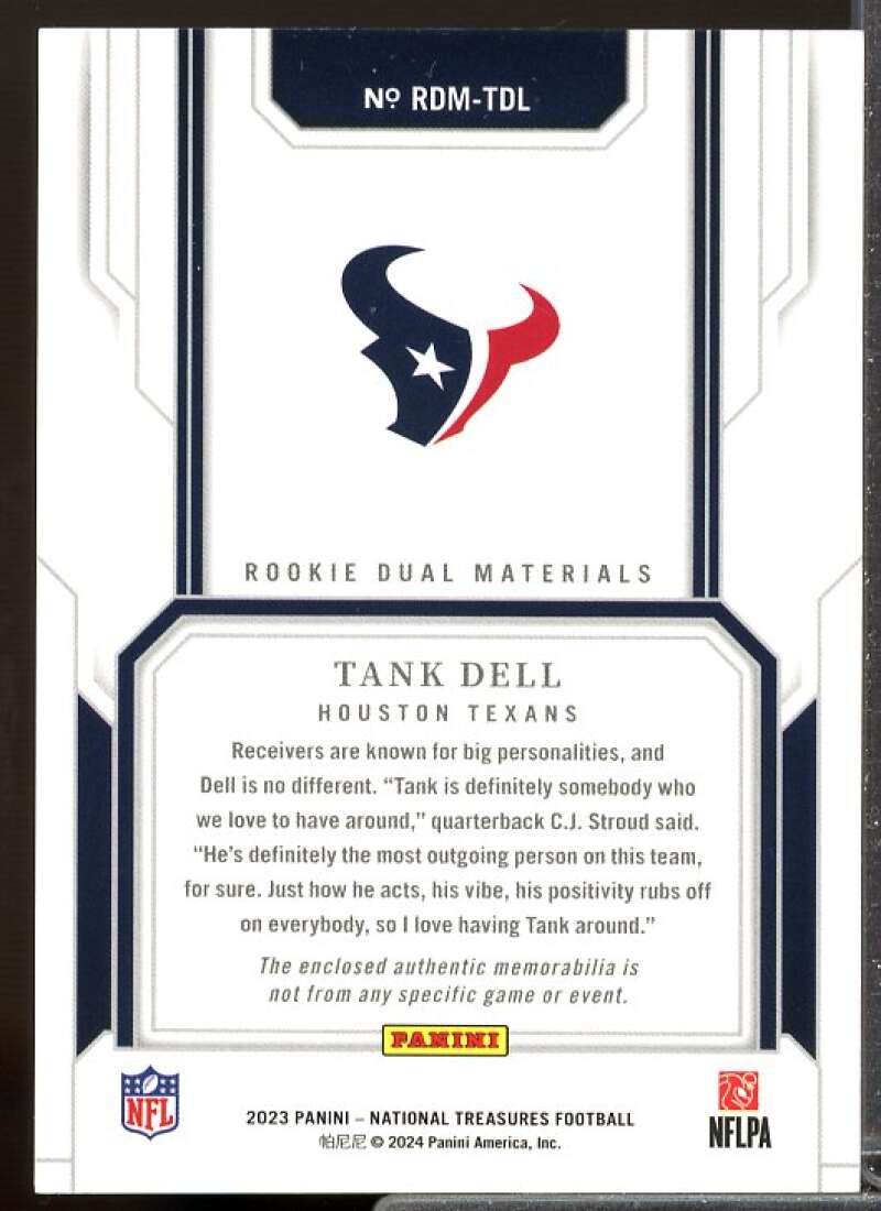Tank Dell Rookie 2023 Panini National Treasures Rookie Dual Material Purple #35  Image 2