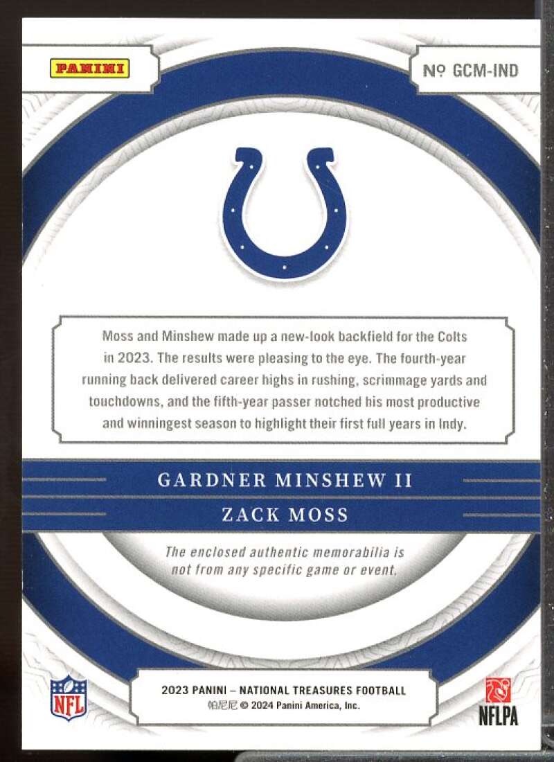 Minshew II/Moss 2023 National Treasures NFL Gear Combo Material Holo Silver #12  Image 2