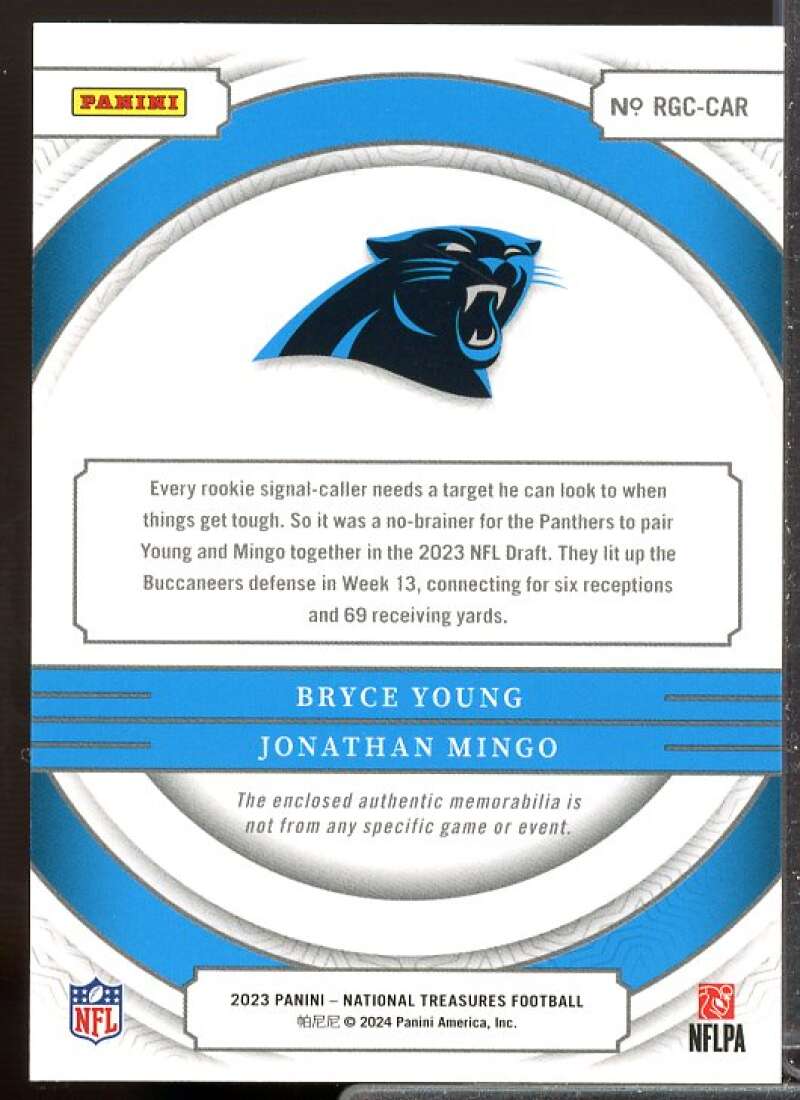 Bryce Young/Mingo Rookie 2023 National Treasures Rookie NFL Gear Combo JSY #3  Image 2