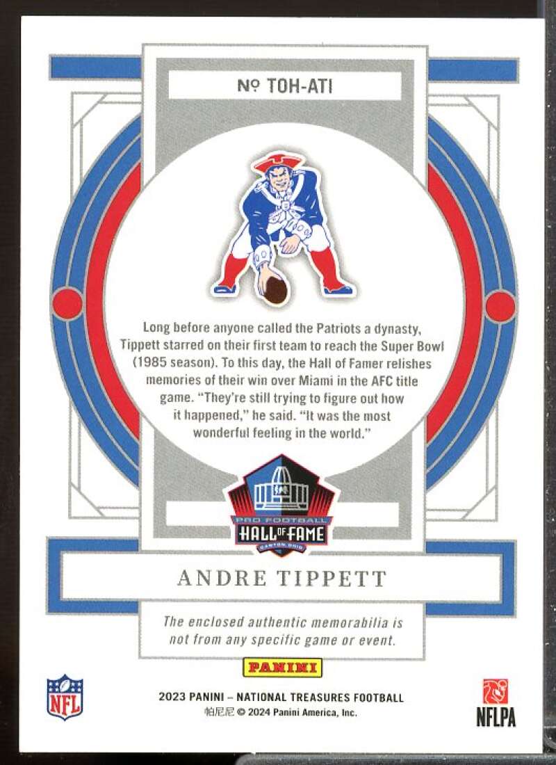 Andre Tippett 2023 National Treasures Treasures of the Hall Holo Silver #10  Image 2
