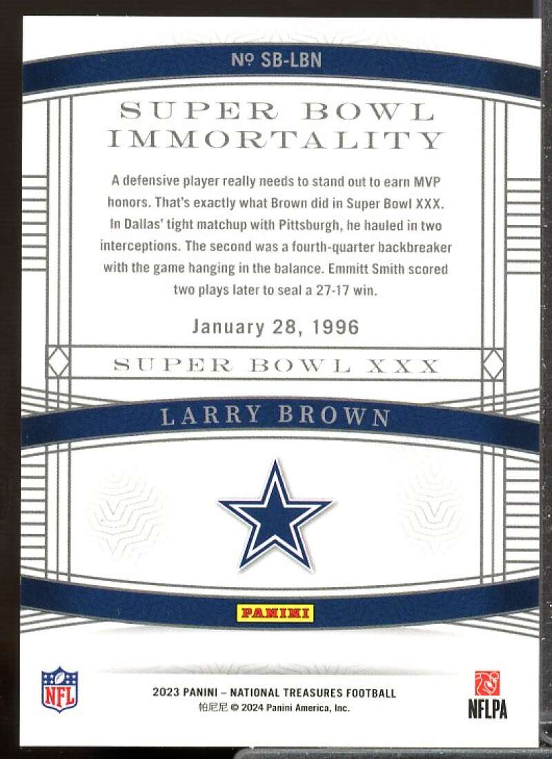 Larry Brown Card 2023 Panini National Treasures Super Bowl Immortality #8  Image 2