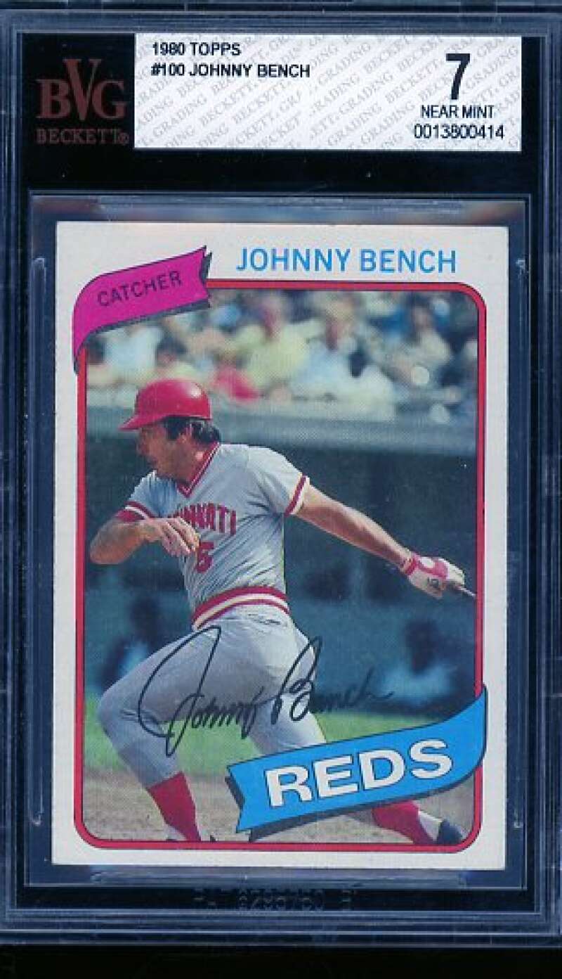 Johnny Bench Card 1980 Topps #100 BGS BVG 7 Image 1