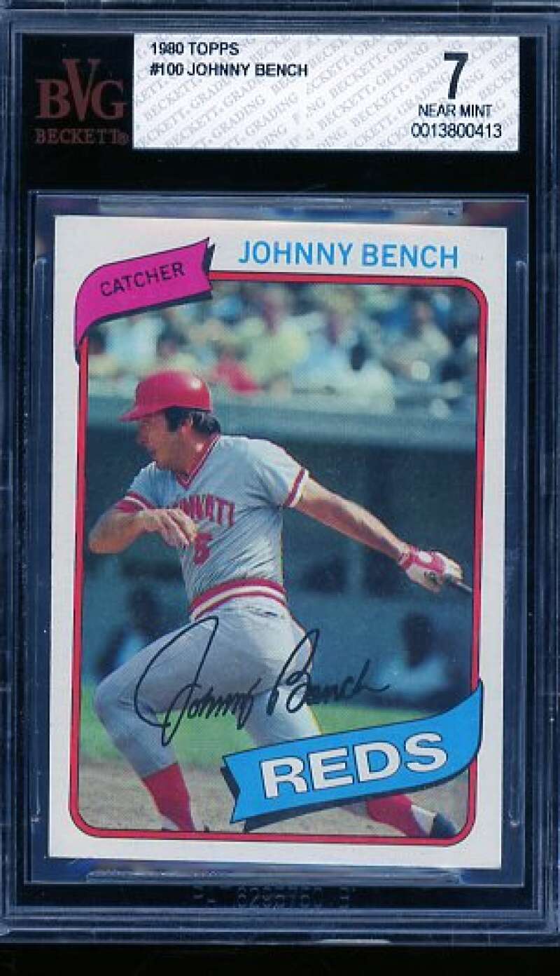 Johnny Bench Card 1980 Topps #100 BGS BVG 7 Image 1